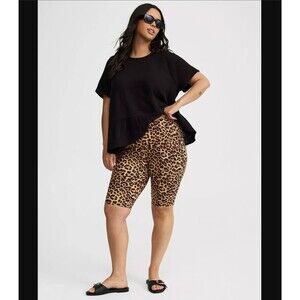 Torrid Pocket Bike Short 11'' Leopard Animal Print 3x 22 24 High Rise Smooth NWT